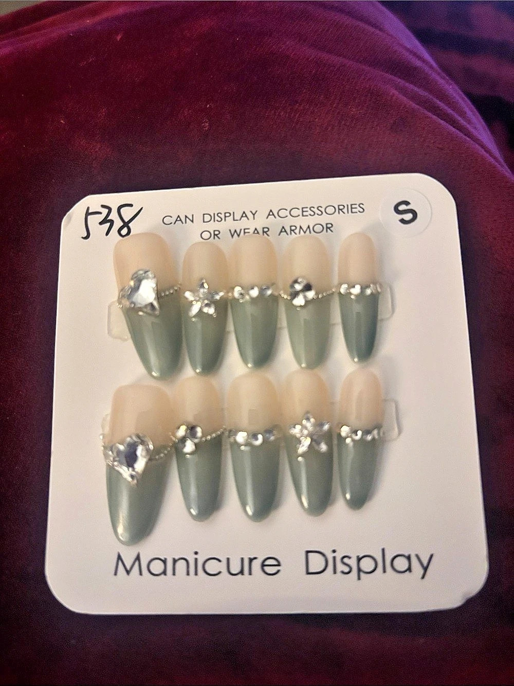Green & Gray Sage Press-On Nails Small
